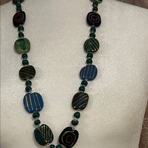 Elegant Green and Blue Beaded Necklace